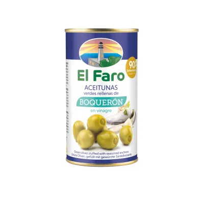 Green Manzanilla Olives with Boqueron (white Anchovy), 350g