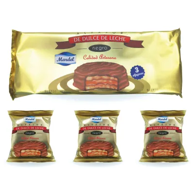Mardel Alfajores with Dulce de Leche, Dark Chocolate Coated (3 x 50g)