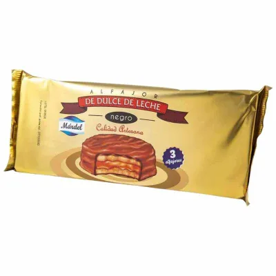 Mardel Alfajores with Dulce de Leche, Dark Chocolate Coated (3 x 50g)