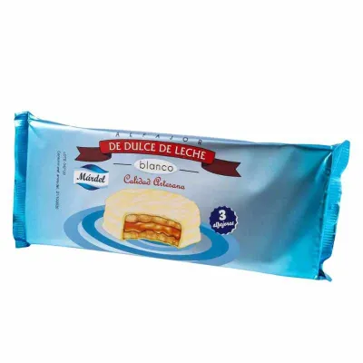 Mardel Alfajores Chocolate Blanco - White Chocolate, Pack of 3 x 50 gr