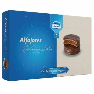 Mardel Alfajores with Dulce de Leche, Dark Chocolate Coated, (12x50g), box
