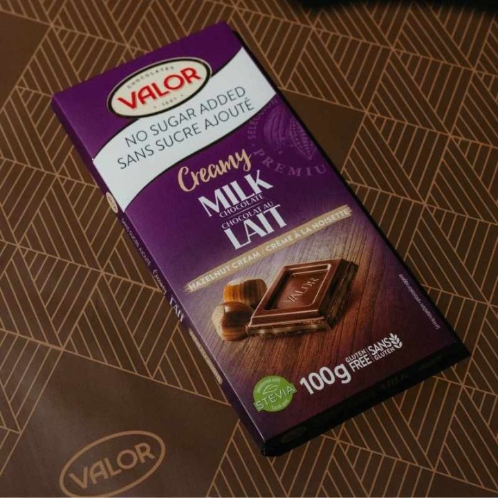 Valor Sugar-Free Milk Chocolate With Hazelnut Cream Bar,100g
