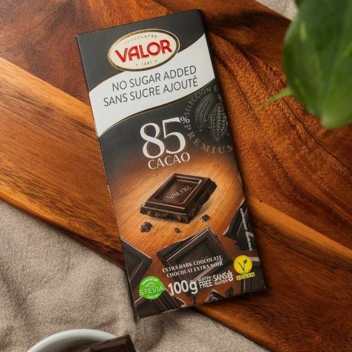 Valor Sugar-Free 85% Dark Chocolate Bar, 100g