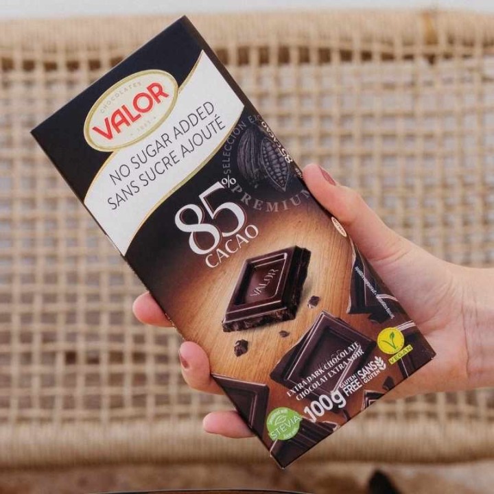 Valor Sugar-Free 85% Dark Chocolate Bar, 100g